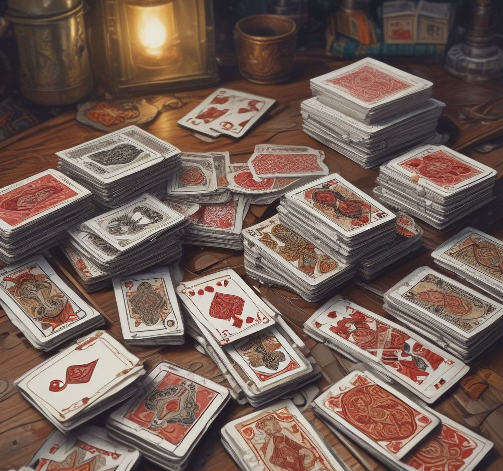 A group of stacked cards