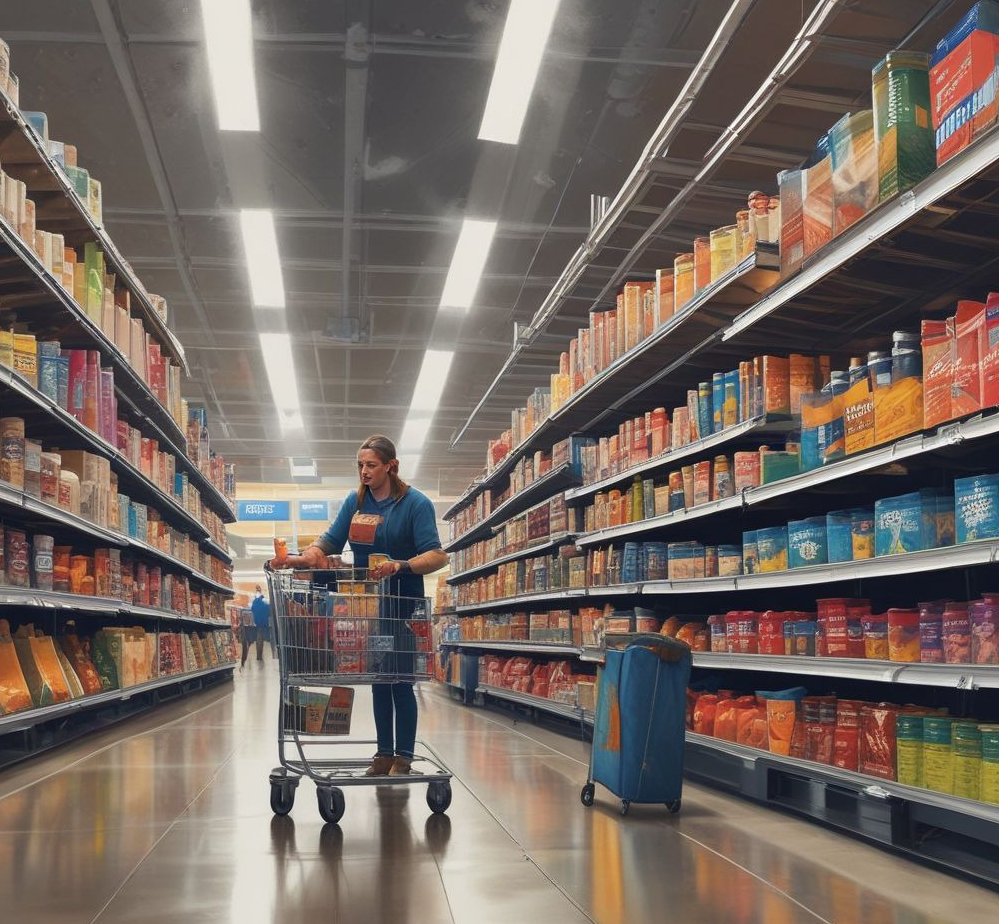 A person shopping at a grocery store